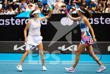 2023-01-20 - Zhaoxuan Yang of China & Hao-Ching Chan of Chinese Taipeh in action during the first round of doubles at the 2023 Australian Open, Grand Slam tennis tournament on January 19, 2023 in Melbourne, Australia - TENNIS - WTA - AUSTRALIA OPEN 2023 - WEEK 1 - INTERNATIONALS - TENNIS