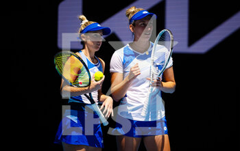 2023-01-20 - Elise Mertens of Belgium & Storm Hunter of Australia in action during the first round of doubles at the 2023 Australian Open, Grand Slam tennis tournament on January 20, 2023 in Melbourne, Australia - TENNIS - WTA - AUSTRALIA OPEN 2023 - WEEK 1 - INTERNATIONALS - TENNIS