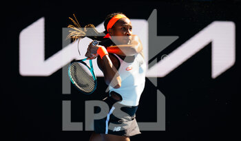 2023-01-20 - Coco Gauff of the United States in action against Bernarda Pera of the United States during the third round of the 2023 Australian Open, Grand Slam tennis tournament on January 20, 2023 in Melbourne, Australia - TENNIS - WTA - AUSTRALIA OPEN 2023 - WEEK 1 - INTERNATIONALS - TENNIS