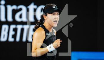 2023-01-20 - Lin Zhu of China in action against Maria Sakkari of Greece during the third round of the 2023 Australian Open, Grand Slam tennis tournament on January 20, 2023 in Melbourne, Australia - TENNIS - WTA - AUSTRALIA OPEN 2023 - WEEK 1 - INTERNATIONALS - TENNIS