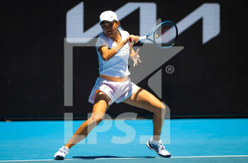 2023-01-23 - Shuai Zhang of China in action against Karolina Pliskova of the Czech Republic during the fourth round of the 2023 Australian Open, Grand Slam tennis tournament on January 23, 2023 in Melbourne, Australia - TENNIS - AUSTRALIA OPEN 2023 - WEEK 2 - INTERNATIONALS - TENNIS