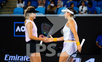 2023-01-24 - Anna Kalinskaya of Russia & Caroline Dolehide of the United States in action during the third round of doubles of the 2023 Australian Open, Grand Slam tennis tournament on January 24, 2023 in Melbourne, Australia - TENNIS - AUSTRALIA OPEN 2023 - WEEK 2 - INTERNATIONALS - TENNIS