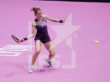 2023-01-29 - Simona Waltert (SUI) in action against Ana Konjuh (CRO) during the Open 6E Sens - Metropole de Lyon, WTA 250 tennis tournament on January 29, 2023 at Palais des Sports de Gerland in Lyon, France - TENNIS - WTA - OPEN 6E SENS 2023 - INTERNATIONALS - TENNIS