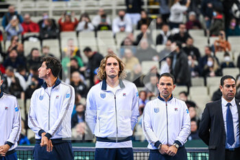 2023-02-04 - Greek National Tennis Team during day one of the Davis Cup World Group I Play-off between Greece and Ecuador at Olympic Athletic Center of Athens 