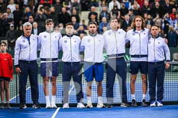 2023-02-04 - Greek National Tennis Team during day one of the Davis Cup World Group I Play-off between Greece and Ecuador at Olympic Athletic Center of Athens 