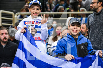 2023-02-04 - Greek fans during day one of the Davis Cup World Group I Play-off between Greece and Ecuador at Olympic Athletic Center of Athens 