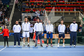 2023-02-05 - Greek National Tennis team during day two of the Davis Cup World Group I Play-off between Greece and Ecuador at Olympic Athletic Center of Athens 