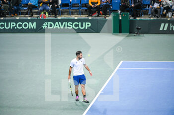 2023-02-05 - ALEXANDROS SKORILAS of Greece during day two of the Davis Cup World Group I Play-off between Greece and Ecuador at Olympic Athletic Center of Athens 