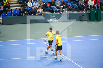 2023-02-05 - DIEGO HIDALGO and 
GONZALO ESCOBAR of 
Ecuador during day two of the Davis Cup World Group I Play-off between Greece and Ecuador at Olympic Athletic Center of Athens 