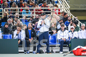 2023-02-05 - APOSTOLOS TSITSIPAS, father of STEFANOS and  PETROS TSITSIPAS during day two of the Davis Cup World Group I Play-off between Greece and Ecuador at Olympic Athletic Center of Athens 
