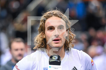 2023-02-05 - STEFANOS TSITSIPAS of Greece after winning the game during day two of the Davis Cup World Group I Play-off between Greece and Ecuador at Olympic Athletic Center of Athens 