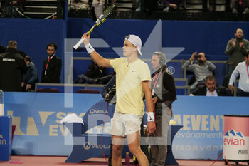 2023-02-09 - Holger Rune (DEN) in action against Marc-Andrea Huesler (SUI) during the Open Sud de France 2023, ATP 250 tennis tournament on February 9, 2023 at Sud de France Arena in Pérols near Montpellier, France - TENNIS - ATP - OPEN SUD DE FRANCE 2023 - INTERNATIONALS - TENNIS