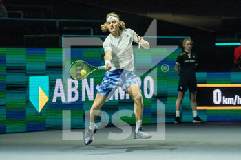 2023-02-13 - Stefanos Tsitsipas of Greece during the men's doubles at the ABN Amro Open 2023, ATP 500 tennis tournament on February 13, 2023 in Rotterdam, Netherlands - TENNIS - ATP - ABN AMRO OPEN 2023 - INTERNATIONALS - TENNIS