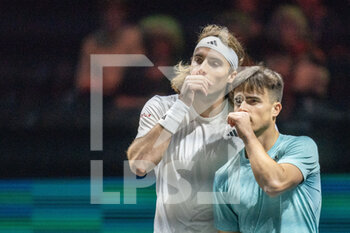 2023-02-13 - Stefanos Tsitsipas of Greece and Petros Tsitsipas of Greece during the men's doubles at the ABN Amro Open 2023, ATP 500 tennis tournament on February 13, 2023 in Rotterdam, Netherlands - TENNIS - ATP - ABN AMRO OPEN 2023 - INTERNATIONALS - TENNIS