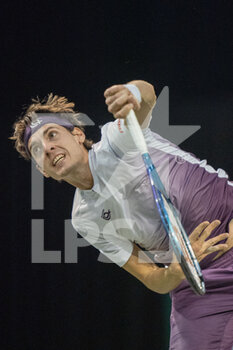 2023-02-14 - Marc-Andrea Huesler of Switzerland in action against Gijs Brouwer of The Netherlands during the ABN Amro Open 2023, ATP 500 tennis tournament on February 14, 2023 in Rotterdam, Netherlands - TENNIS - ATP - ABN AMRO OPEN 2023 - INTERNATIONALS - TENNIS