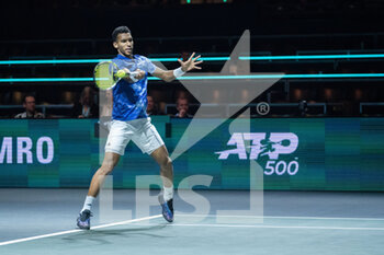 2023-02-14 - Felix Auger-Aliassime of Canada in action against Lorenzo Sonego of Italy during the ABN Amro Open 2023, ATP 500 tennis tournament on February 14, 2023 in Rotterdam, Netherlands - TENNIS - ATP - ABN AMRO OPEN 2023 - INTERNATIONALS - TENNIS