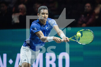 2023-02-14 - Felix Auger-Aliassime of Canada in action against Lorenzo Sonego of Italy during the ABN Amro Open 2023, ATP 500 tennis tournament on February 14, 2023 in Rotterdam, Netherlands - TENNIS - ATP - ABN AMRO OPEN 2023 - INTERNATIONALS - TENNIS
