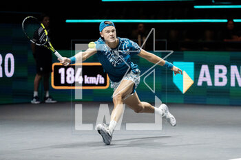 2023-02-15 - Holger Rune of Denmark in action against Constant Lestienne of France during the ABN Amro Open 2023, ATP 500 tennis tournament on February 15, 2023 in Rotterdam, Netherlands - TENNIS - ATP - ABN AMRO OPEN 2023 - INTERNATIONALS - TENNIS