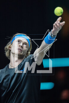 2023-02-15 - Andrey Rublev of Russia in action against Alex de Minaur of Australia during the ABN Amro Open 2023, ATP 500 tennis tournament on February 15, 2023 in Rotterdam, Netherlands - TENNIS - ATP - ABN AMRO OPEN 2023 - INTERNATIONALS - TENNIS
