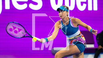 2023-02-14 - Belinda Bencic of Switzerland in action against Viktoriya Tomova of Bulgaria during the first round of the 2023 Qatar Totalenergies Open, WTA 500 tennis tournament on February 14, 2023 in Doha, Qatar - TENNIS - WTA - QATAR TOTALENERGIES OPEN 2023 - INTERNATIONALS - TENNIS