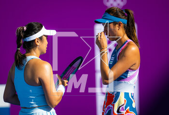 2023-02-14 - Latisha Chan of Chinese Taipeh & Hao-Ching Chan of Chinese Taipeh in action during the first round of doubles at the 2023 Qatar Totalenergies Open, WTA 500 tennis tournament on February 14, 2023 in Doha, Qatar - TENNIS - WTA - QATAR TOTALENERGIES OPEN 2023 - INTERNATIONALS - TENNIS