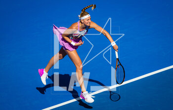 2023-02-14 - Petra Kvitova of the Czech Republic in action against Shuai Zhang of China during the first round of the 2023 Qatar Totalenergies Open, WTA 500 tennis tournament on February 14, 2023 in Doha, Qatar - TENNIS - WTA - QATAR TOTALENERGIES OPEN 2023 - INTERNATIONALS - TENNIS