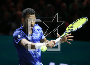 2023-02-17 - Felix Auger-Aliassime of Canada in action against Daniil Medvedev of Russia during the ABN Amro Open 2023, ATP 500 tennis tournament on February 17, 2023 in Rotterdam, Netherlands - TENNIS - ATP - ABN AMRO OPEN 2023 - INTERNATIONALS - TENNIS