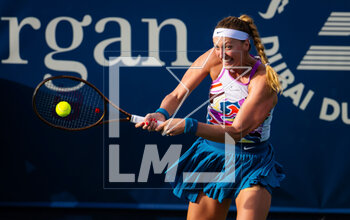 2023-02-21 - Petra Kvitova of the Czech Republic in action against Yulia Putintseva of Kazakhstan during the second round of the 2023 Dubai Duty Free Tennis Championships WTA 1000 tennis tournament on February 21, 2023 in Dubai, UAE - TENNIS - WTA - DUBAI DUTY FREE 2023 - INTERNATIONALS - TENNIS