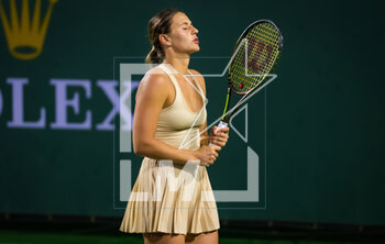 2023-03-08 - Marta Kostyuk of Ukraine in action during the first round of the 2023 BNP Paribas Open, WTA 1000 tennis tournament on March 8, 2023 in Indian Wells, USA - TENNIS - WTA - BNP PARIBAS OPEN 2023 - INTERNATIONALS - TENNIS