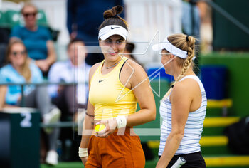 10/03/2023 - Bianca Andreescu of Canada & Yulia Putintseva of Kazakhstan in action during the first doubles round of the 2023 BNP Paribas Open, WTA 1000 tennis tournament on March 10, 2023 in Indian Wells, USA - TENNIS - WTA - BNP PARIBAS OPEN 2023 - INTERNAZIONALI - TENNIS