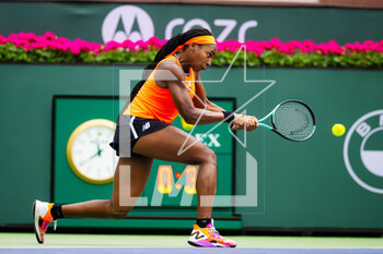 14/03/2023 - Coco Gauff of the United States in action against Rebecca Peterson of Sweden during the fourth round of the 2023 BNP Paribas Open, WTA 1000 tennis tournament on March 14, 2023 in Indian Wells, USA - TENNIS - WTA - BNP PARIBAS OPEN 2023 - INTERNAZIONALI - TENNIS