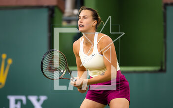 14/03/2023 - Aryna Sabalenka of Belarus in action against Barbora Krejcikova of the Czech Republic during the fourth round of the 2023 BNP Paribas Open, WTA 1000 tennis tournament on March 14, 2023 in Indian Wells, USA - TENNIS - WTA - BNP PARIBAS OPEN 2023 - INTERNAZIONALI - TENNIS