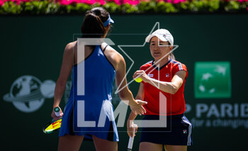 17/03/2023 - Shuko Aoyama of Japan & Ena Shibahara of Japan in action during the doubles semi-final of the 2023 BNP Paribas Open, WTA 1000 tennis tournament on March 17, 2023 in Indian Wells, USA - TENNIS - WTA - BNP PARIBAS OPEN 2023 - INTERNAZIONALI - TENNIS