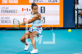 2023-03-24 - Leylah Fernandez of Canada in action during the second round of the 2023 Miami Open, WTA 1000 tennis tournament on March 24, 2023 in Miami, USA - TENNIS - WTA - 2023 MIAMI OPEN - INTERNATIONALS - TENNIS