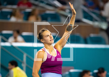 2023-03-24 - Aryna Sabalenka of Belarus in action during the second round of the 2023 Miami Open, WTA 1000 tennis tournament on March 24, 2023 in Miami, USA - TENNIS - WTA - 2023 MIAMI OPEN - INTERNATIONALS - TENNIS