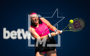 2023-03-27 - Jelena Ostapenko of Latvia in action during the fourth round of the 2023 Miami Open, WTA 1000 tennis tournament on March 27, 2023 in Miami, USA - TENNIS - WTA - 2023 MIAMI OPEN - INTERNATIONALS - TENNIS