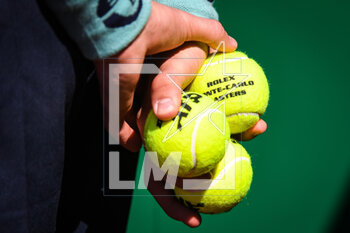 2023-04-08 - Illustration of the official balls during the Rolex Monte-Carlo, ATP Masters 1000 tennis event on April 8, 2023 at Monte-Carlo Country Club in Roquebrune Cap Martin, France - TENNIS - ROLEX MONTE CARLO MASTERS 2023 - INTERNATIONALS - TENNIS