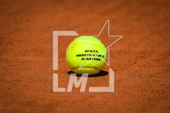 2023-04-09 - Illustration of the official ball during the Rolex Monte-Carlo, ATP Masters 1000 tennis event on April 9, 2023 at Monte-Carlo Country Club in Roquebrune Cap Martin, France - TENNIS - ROLEX MONTE CARLO MASTERS 2023 - INTERNATIONALS - TENNIS