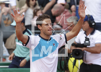2023-04-10 - Diego Schwartzman of Argentina celebrates his first round victory during the Rolex Monte-Carlo Masters 2023, an ATP Masters 1000 tennis event on April 10, 2023 at Monte-Carlo Country Club in Roquebrune Cap Martin, France - TENNIS - ROLEX MONTE CARLO MASTERS 2023 - INTERNATIONALS - TENNIS