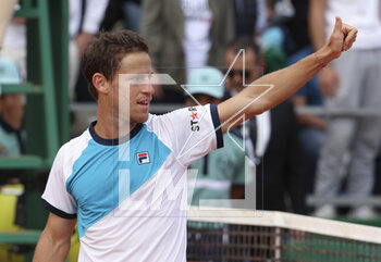 2023-04-10 - Diego Schwartzman of Argentina celebrates his first round victory during the Rolex Monte-Carlo Masters 2023, an ATP Masters 1000 tennis event on April 10, 2023 at Monte-Carlo Country Club in Roquebrune Cap Martin, France - TENNIS - ROLEX MONTE CARLO MASTERS 2023 - INTERNATIONALS - TENNIS