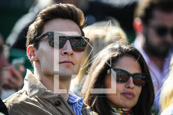 2023-04-11 - George RUSSELLL with his girlfriend Carmen MONTERO MUNDT during the Rolex Monte-Carlo, ATP Masters 1000 tennis event on April 11, 2023 at Monte-Carlo Country Club in Roquebrune Cap Martin, France - TENNIS - ROLEX MONTE CARLO MASTERS 2023 - INTERNATIONALS - TENNIS