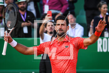 2023-04-11 - Novak DJOKOVIC of Serbia celebrates his victory during the Rolex Monte-Carlo, ATP Masters 1000 tennis event on April 11, 2023 at Monte-Carlo Country Club in Roquebrune Cap Martin, France - TENNIS - ROLEX MONTE CARLO MASTERS 2023 - INTERNATIONALS - TENNIS