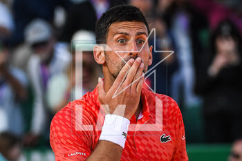2023-04-11 - Novak DJOKOVIC of Serbia celebrates his victory during the Rolex Monte-Carlo, ATP Masters 1000 tennis event on April 11, 2023 at Monte-Carlo Country Club in Roquebrune Cap Martin, France - TENNIS - ROLEX MONTE CARLO MASTERS 2023 - INTERNATIONALS - TENNIS