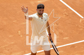 2023-04-11 - Grigor Dimitrov of Bulgaria celebrates his victory during day 3 of the Rolex Monte-Carlo Masters 2023, an ATP Masters 1000 tennis event on April 11, 2023 at Monte-Carlo Country Club in Roquebrune Cap Martin, France - TENNIS - ROLEX MONTE CARLO MASTERS 2023 - INTERNATIONALS - TENNIS