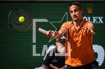 2023-04-12 - Lorenzo SONEGO of Italia during the Rolex Monte-Carlo, ATP Masters 1000 tennis event on April 12, 2023 at Monte-Carlo Country Club in Roquebrune Cap Martin, France - TENNIS - ROLEX MONTE CARLO MASTERS 2023 - INTERNATIONALS - TENNIS