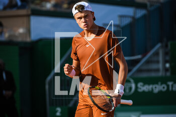 2023-04-12 - Holger RUNE of Denmark celebrates his point during the Rolex Monte-Carlo, ATP Masters 1000 tennis event on April 12, 2023 at Monte-Carlo Country Club in Roquebrune Cap Martin, France - TENNIS - ROLEX MONTE CARLO MASTERS 2023 - INTERNATIONALS - TENNIS