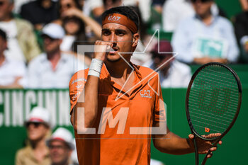 2023-04-12 - Lorenzo SONEGO of Italia celebrates his point during the Rolex Monte-Carlo, ATP Masters 1000 tennis event on April 12, 2023 at Monte-Carlo Country Club in Roquebrune Cap Martin, France - TENNIS - ROLEX MONTE CARLO MASTERS 2023 - INTERNATIONALS - TENNIS