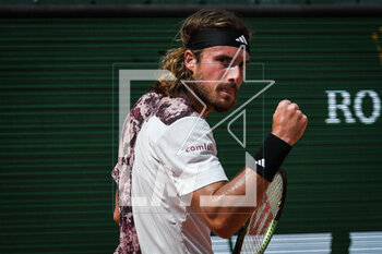 2023-04-13 - Stefanos TSITSIPAS of Greece celebrates his point during the Rolex Monte-Carlo, ATP Masters 1000 tennis event on April 13, 2023 at Monte-Carlo Country Club in Roquebrune Cap Martin, France - TENNIS - ROLEX MONTE CARLO MASTERS 2023 - INTERNATIONALS - TENNIS