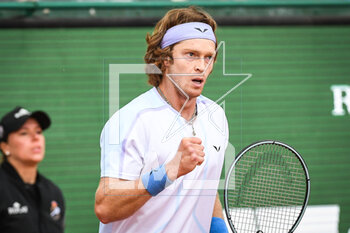 2023-04-15 - Andrey RUBLEV of Russia celebrates his point during the Rolex Monte-Carlo, ATP Masters 1000 tennis event on April 15, 2023 at Monte-Carlo Country Club in Roquebrune Cap Martin, France - TENNIS - ROLEX MONTE CARLO MASTERS 2023 - INTERNATIONALS - TENNIS