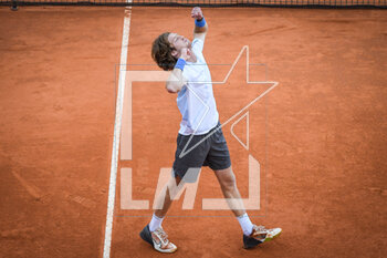 2023-04-15 - Andrey RUBLEV of Russia celebrates his victory during the Rolex Monte-Carlo, ATP Masters 1000 tennis event on April 15, 2023 at Monte-Carlo Country Club in Roquebrune Cap Martin, France - TENNIS - ROLEX MONTE CARLO MASTERS 2023 - INTERNATIONALS - TENNIS